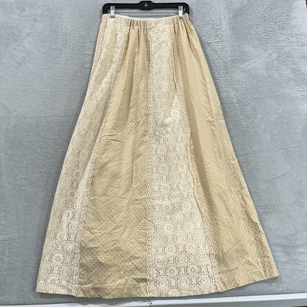 Vintage 70s Tumbleweeds Floral Lacy Maxi Skirt 26" waist Boho Hippie